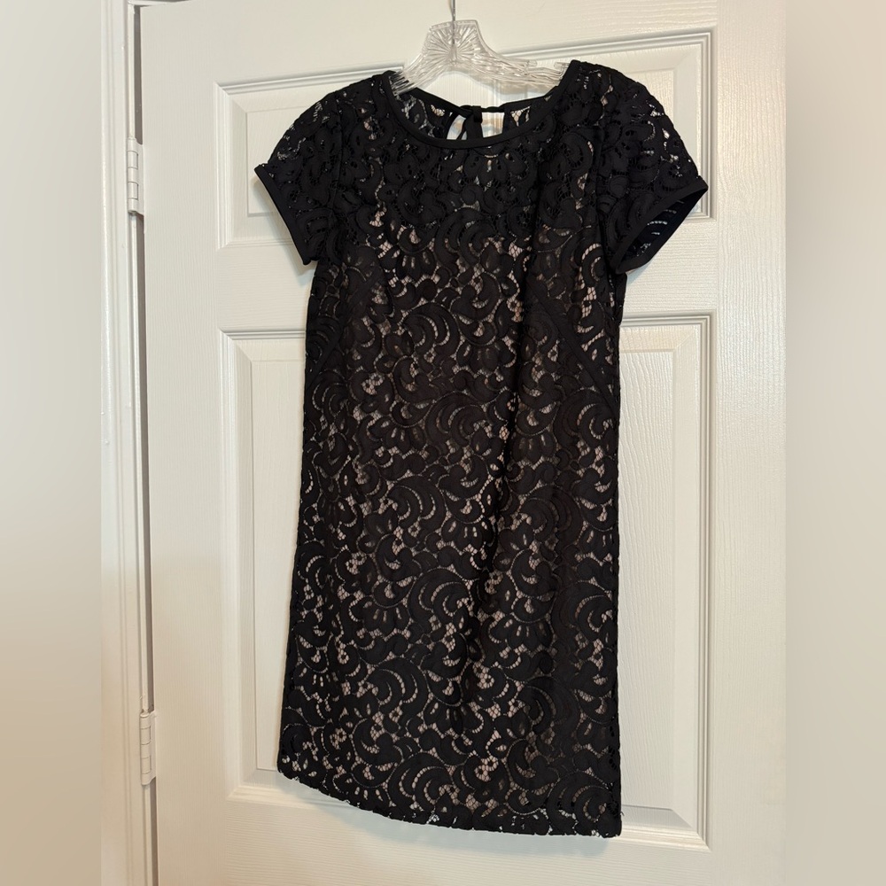LOFT lace dress | Black with soft pink shell | Size 0